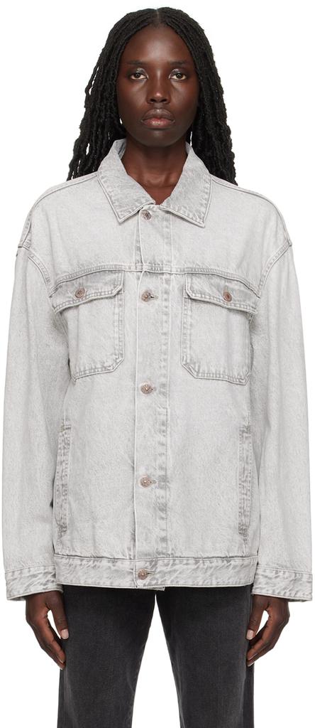 6397 Gray Oversized Denim Jacket