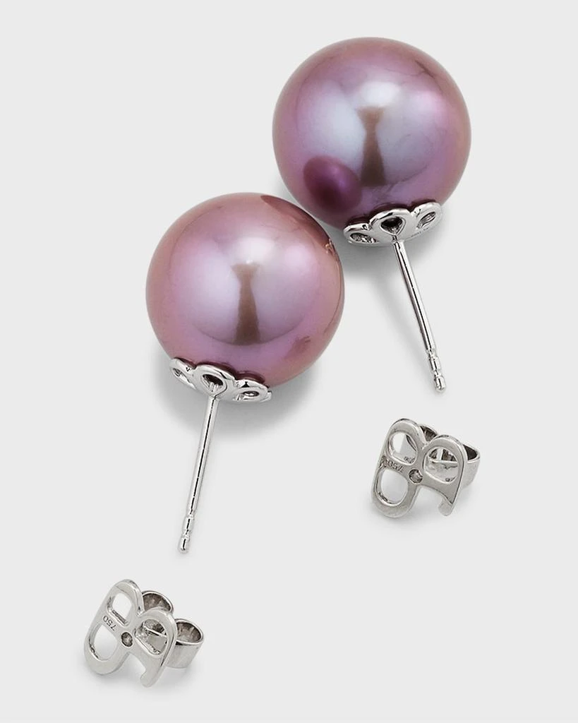 BELPEARL 18K White Gold 13mm Kasumiga Purple Pearl Earrings 4