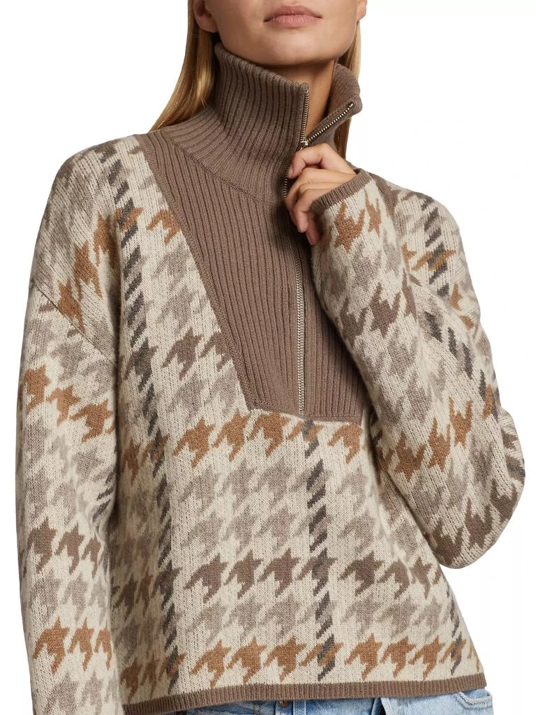 Naadam Houndstooth Wool &amp; Cashmere Quarter-Zip Sweater 6