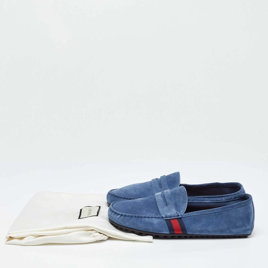 Gucci Gucci Blue Suede Web Trim Penny Loafers Size 41.5 9