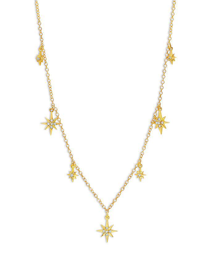 Graziela Gems Gems 14K Yellow Gold Diamond Starburst Dangle Statement Necklace, 20"