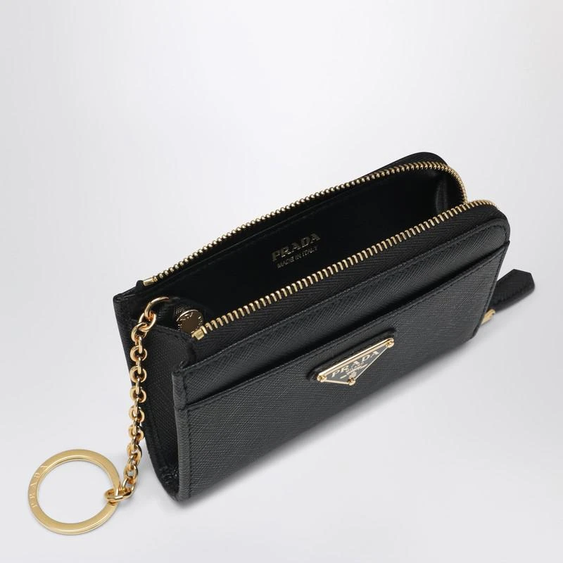 Prada Black Saffiano leather zip key holder 3