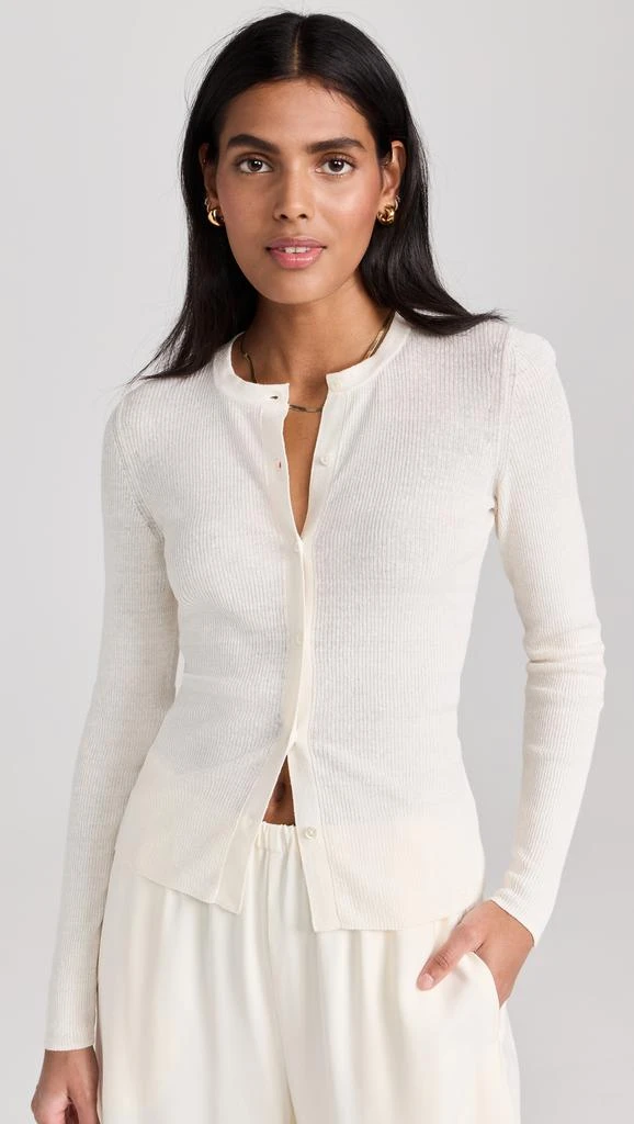 James Perse Stretch Linen Ribbed Cardigan 6