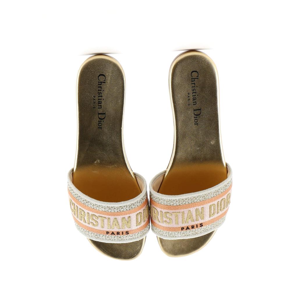 Dior Women's Dway Flat Sandals Embroidered Canvas