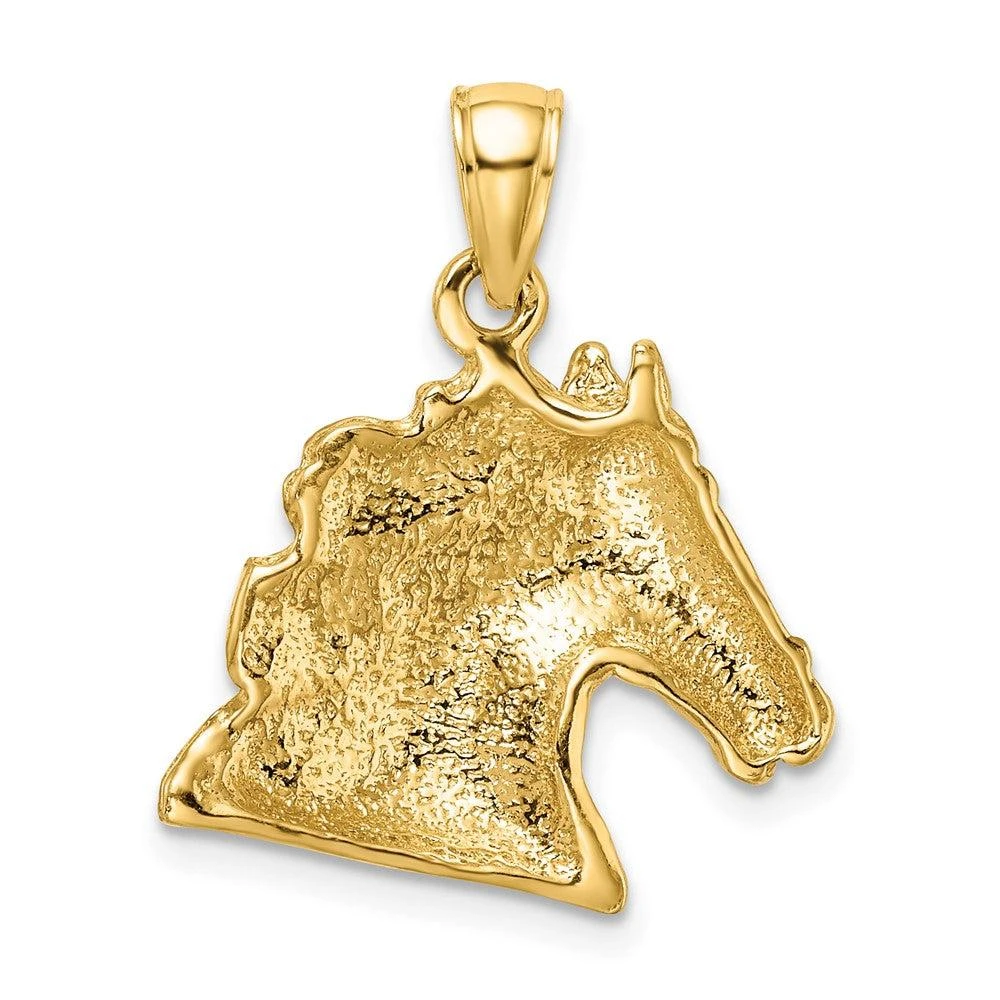 Diamond2Deal 10k Yellow Gold Textured Horse Head Charm Pendant 4