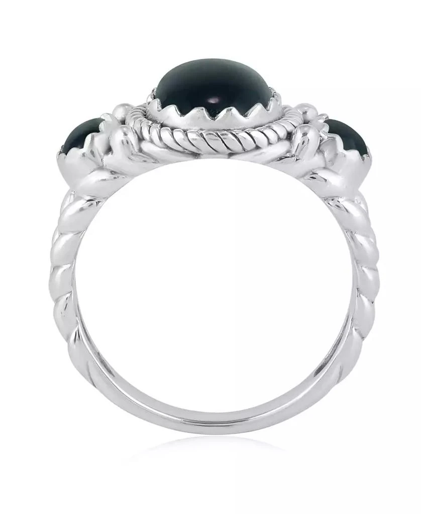 American West Jewelry Sterling Silver Black Agate 3-Stone Ring, Sizes 5 to 11 2