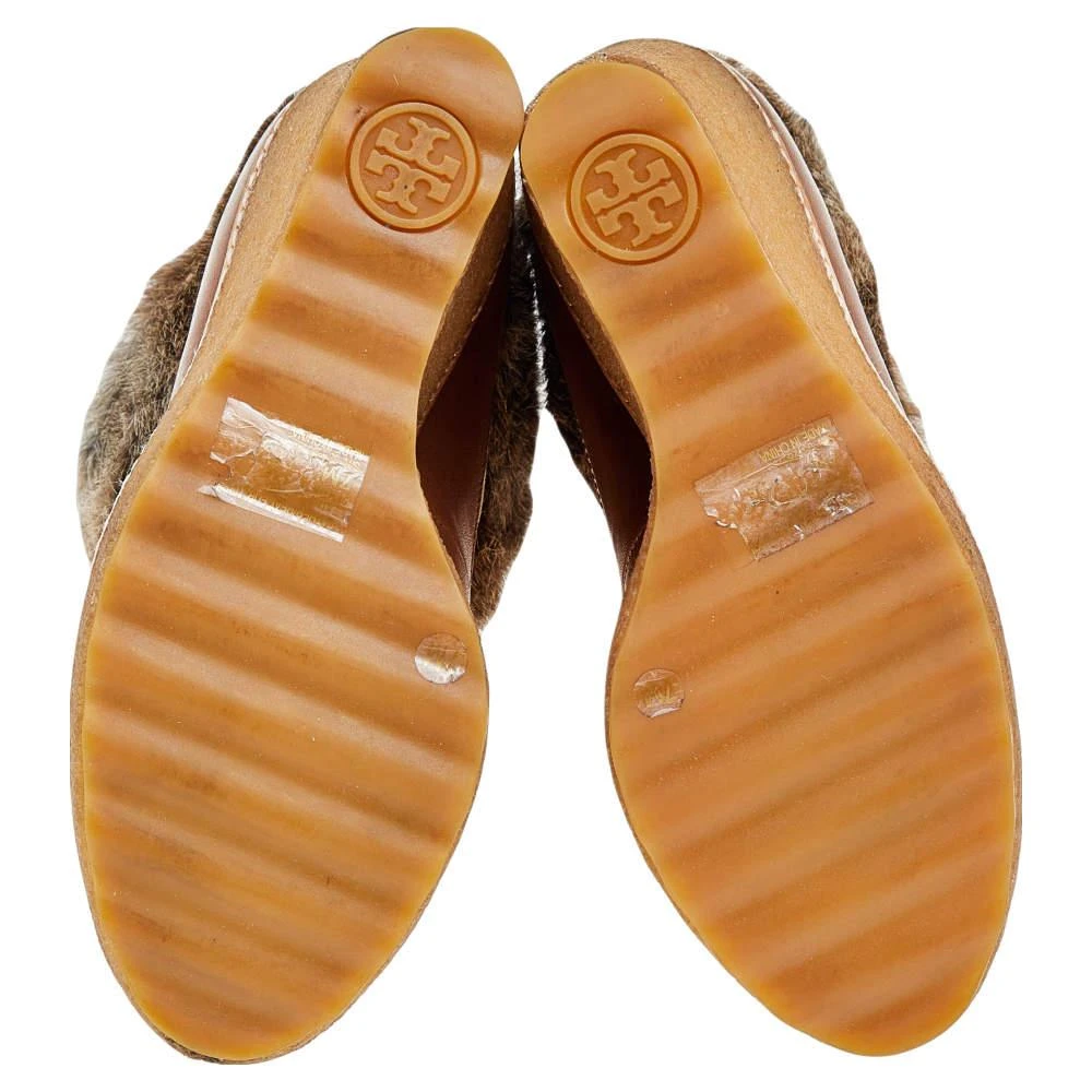 Tory Burch Tory Burch Tan Leather, Suede And Fur Wedge Ankle Boots Size 37 6