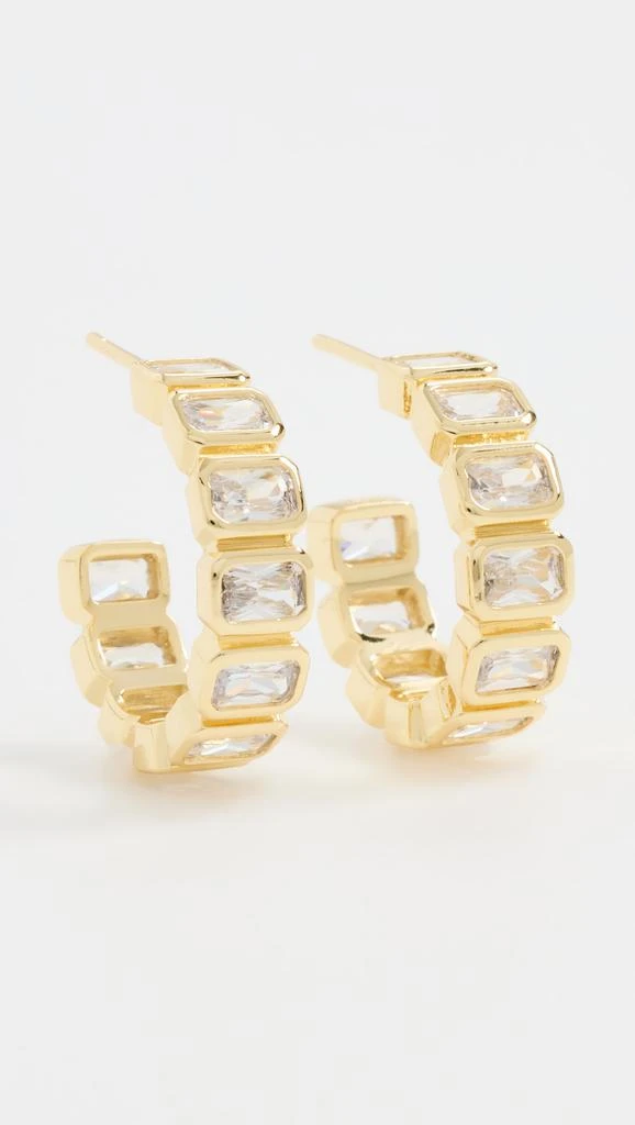 By Adina Eden Colored Bezel Baguette Open Hoop Earrings 1