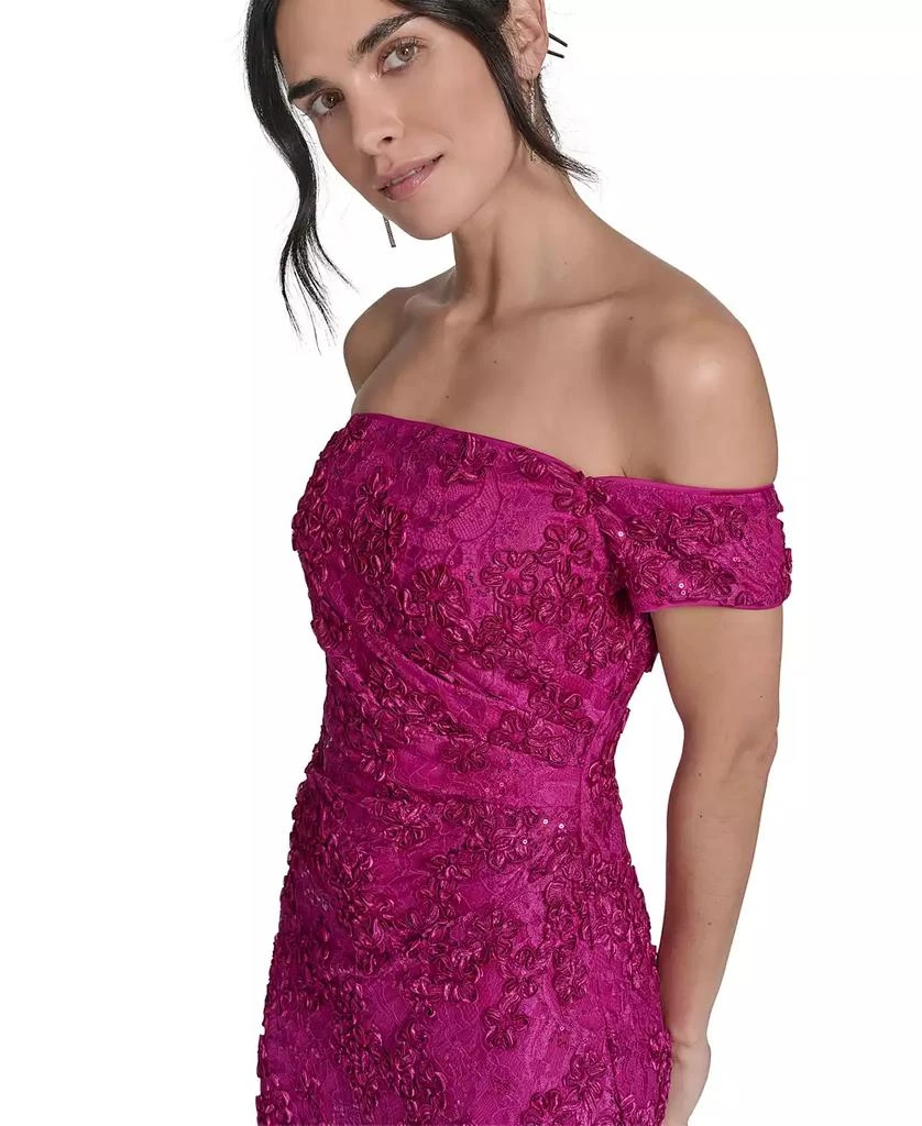 Jessica Howard Petite Soutache Floral Lace Off-the-shoulder Gown 5