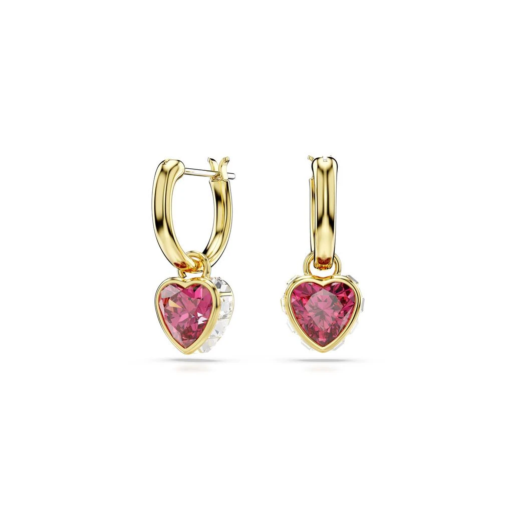 Swarovski Chroma drop earrings heart red gold-tone plated 4