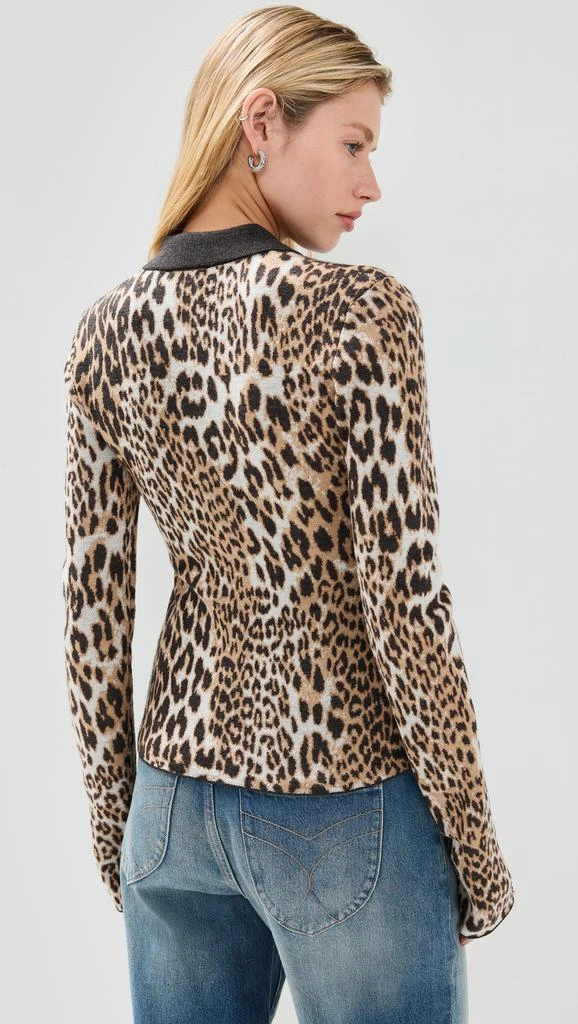Ganni Fine Merino Jacquard Leopard Polo 2