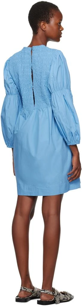 Ganni Blue Smocked Minidress 3