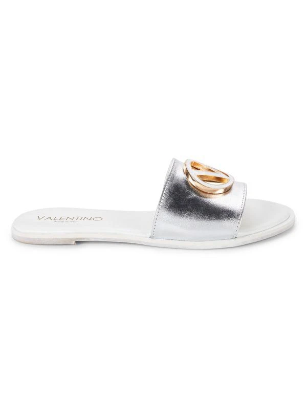 Mario Valentino Bugola Logo Leather Flat Sandals 1