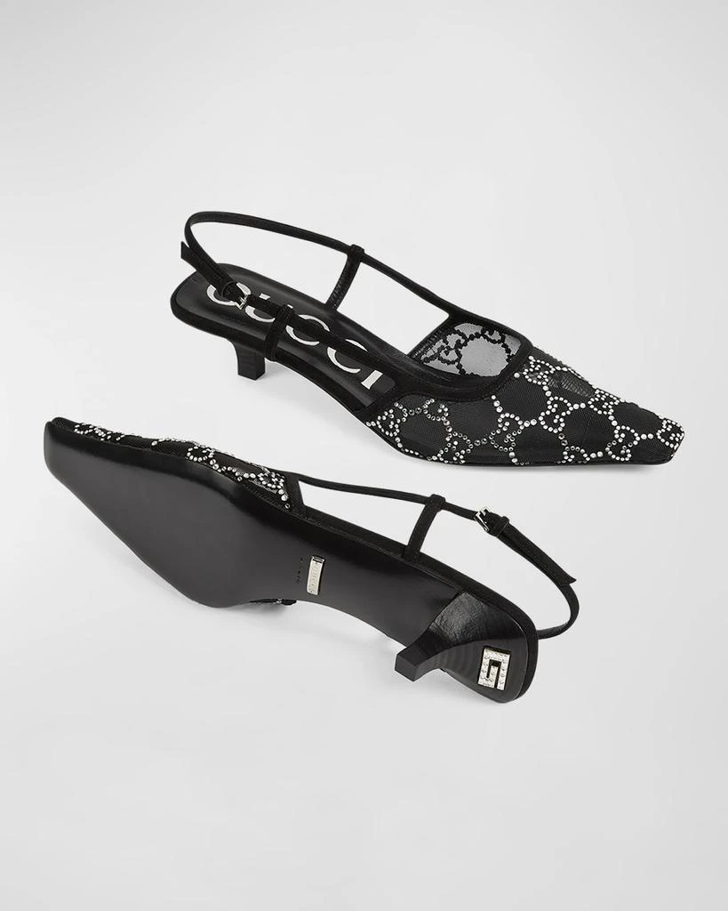 Gucci Tom Crystal GG Mesh Slingback Pumps 5