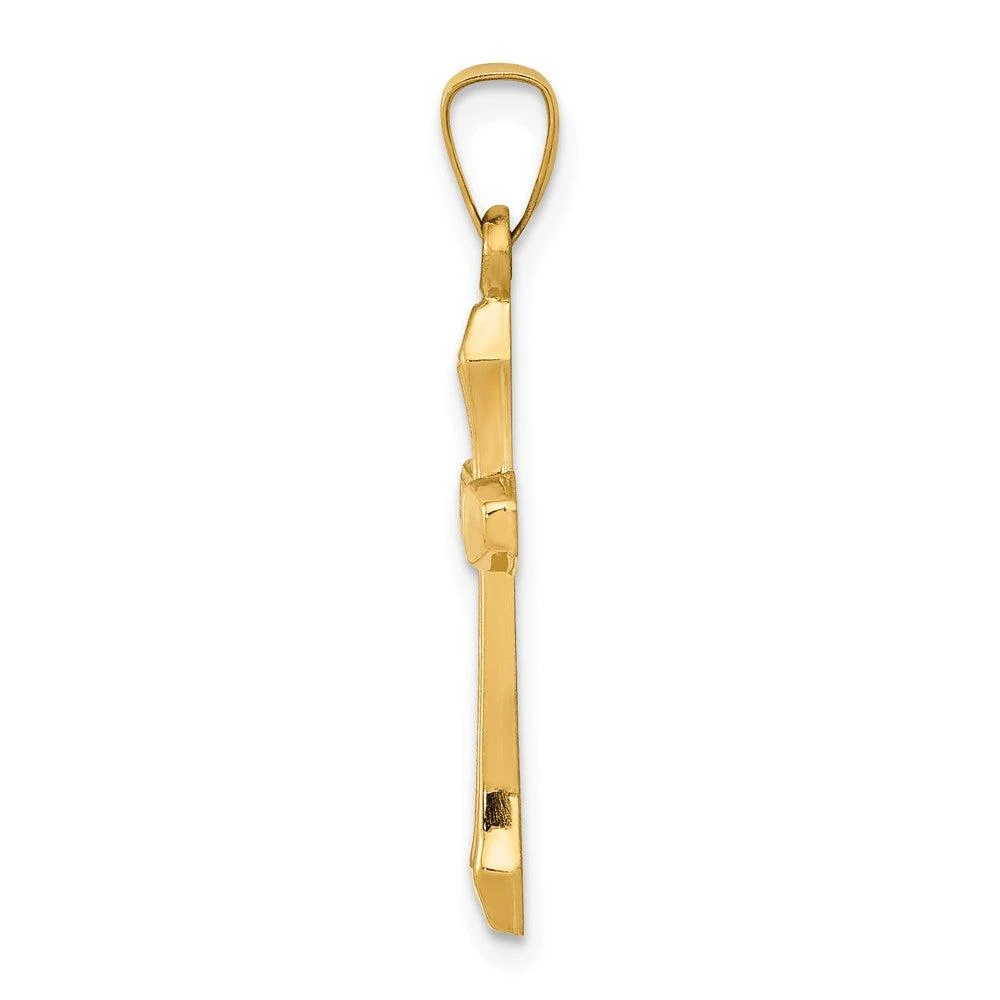 Diamond2Deal 14k Yellow Gold Textured and Polished Latin Cross Pendant 2