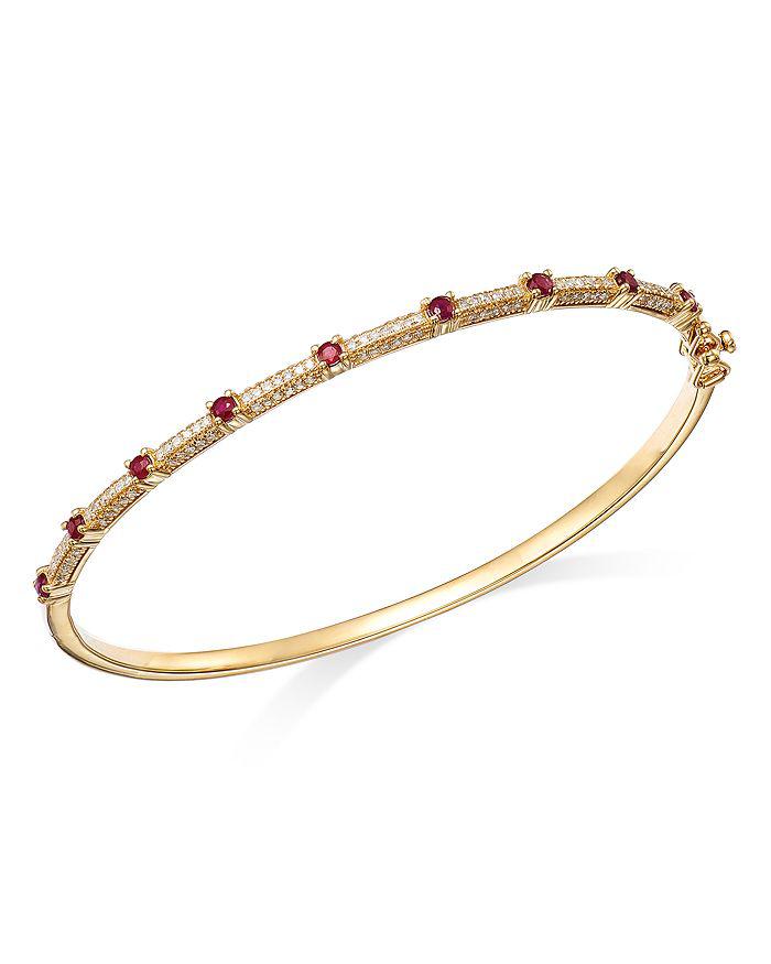Bloomingdale's Bloomingdale's Ruby & Diamond Bangle Bracelet in 14K Yellow Gold - 100% Exclusive