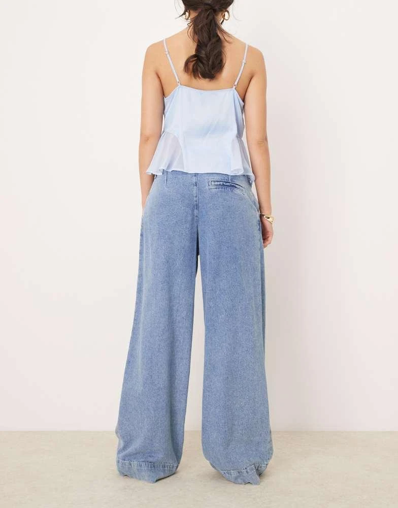 River Island River Island tailored baggy jean in midwash blue 3