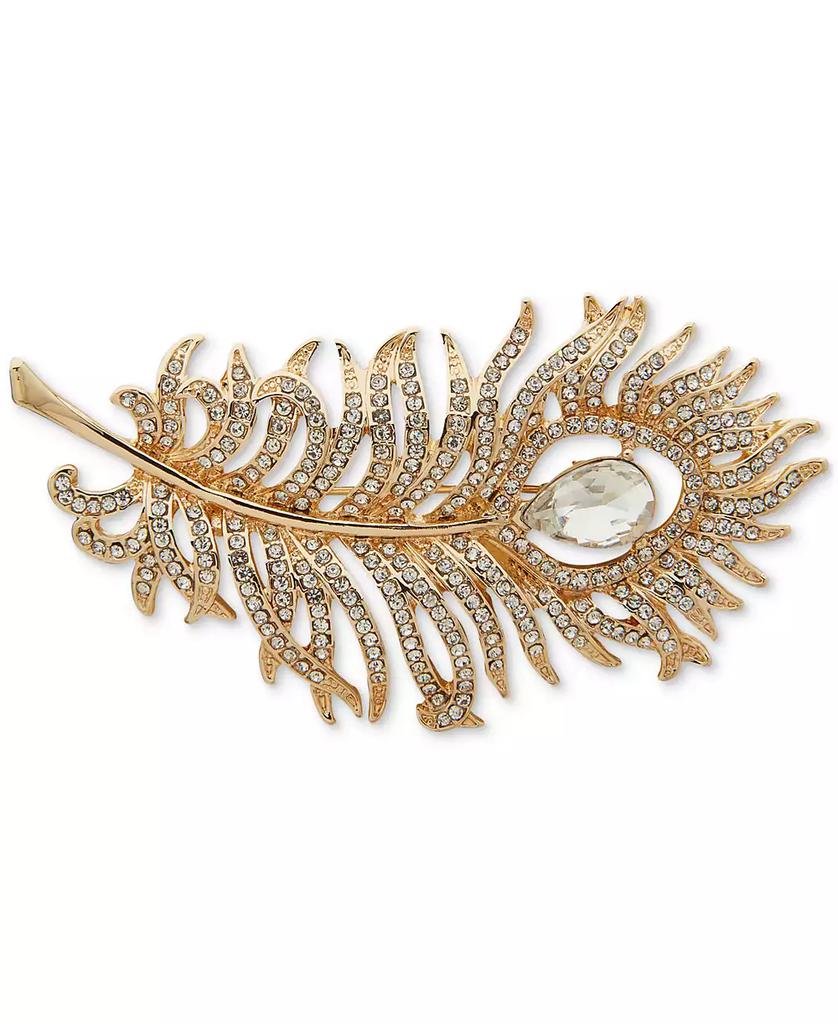 Anne Klein Gold-Tone Pavé & Pear-Shape Crystal Feather Pin