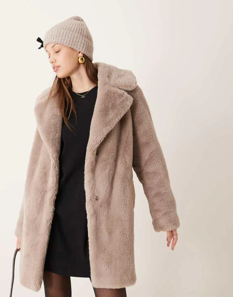 New Look New Look faux fur coat in mink 3