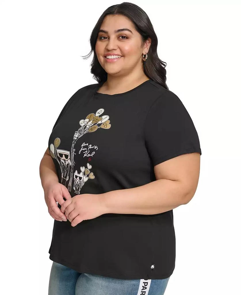 Karl Lagerfeld Paris Plus Size Embellished Graphic-Print T-Shirt, First@Macy’s 3