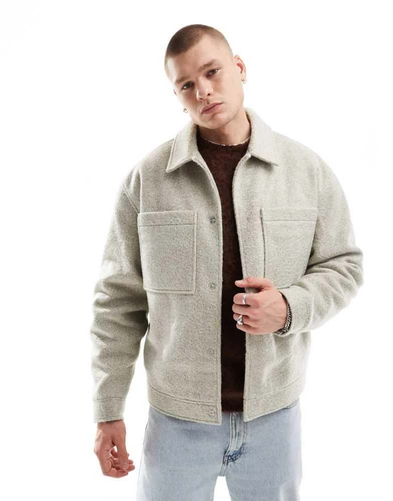 ASOS ASOS DESIGN wool look harrington jacket in green 1