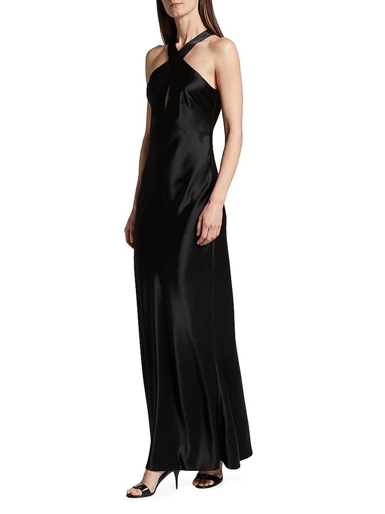 Galvan Evelyn Satin Crisscross Halter Gown 4