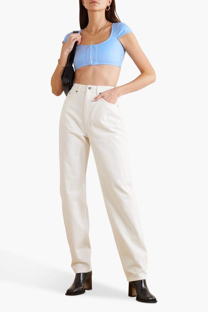 Miaou Jane cropped embroidered cotton-blend top