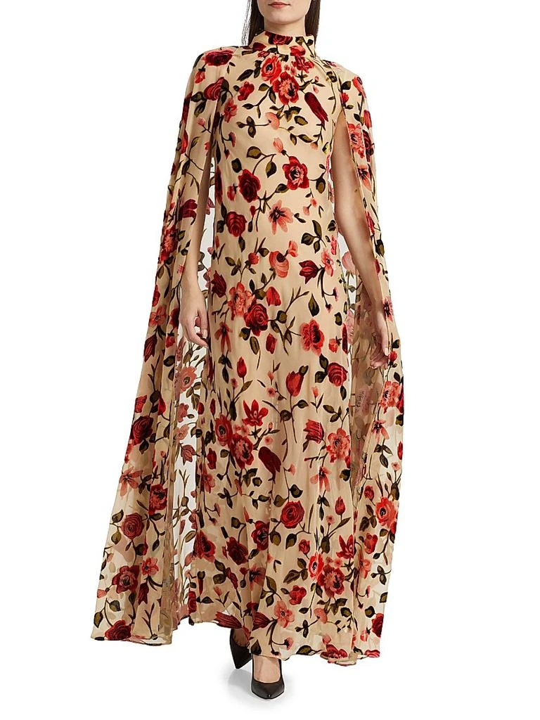 Rodarte Floral Velvet Devoré Cape Gown 3