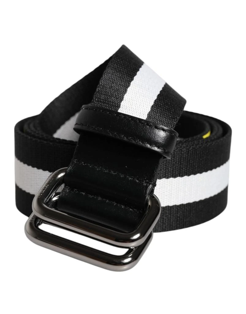 Dolce 
Gabbana yellow Logo Striped Metal Buckle Men
s Belt 2