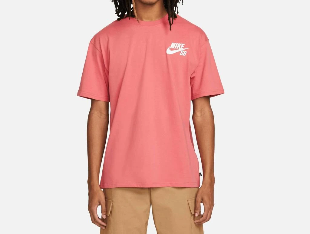 NIKE Men's Sb Logo Skate T-Shirt In Adobe/white 1