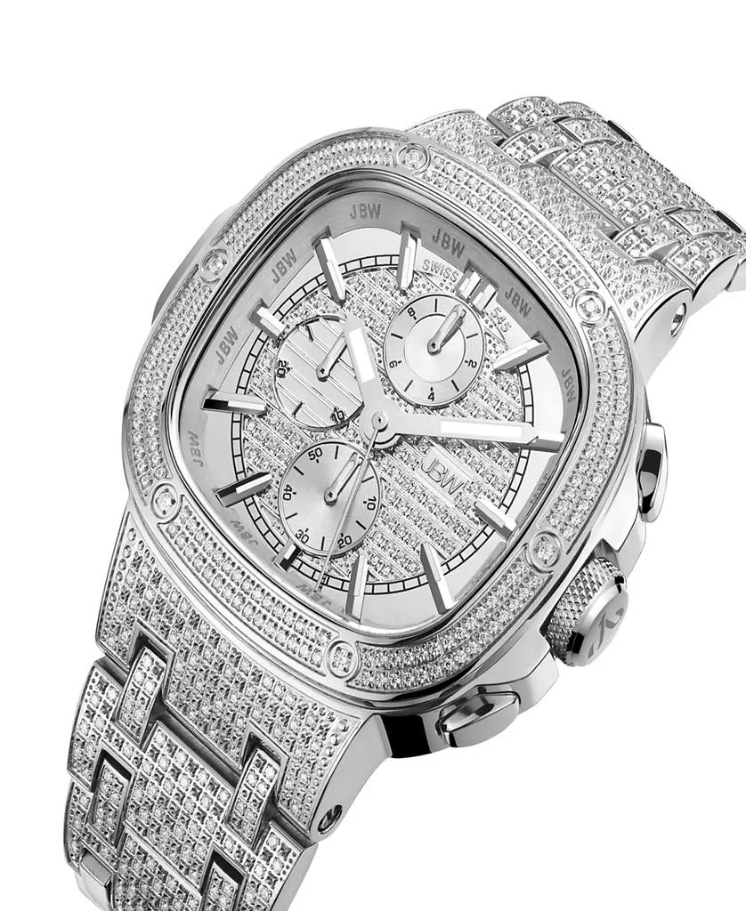 Jbw Men's Heist Platinum Series Diamond Silver-Tone Stainless Steel Watch, 47.5mm