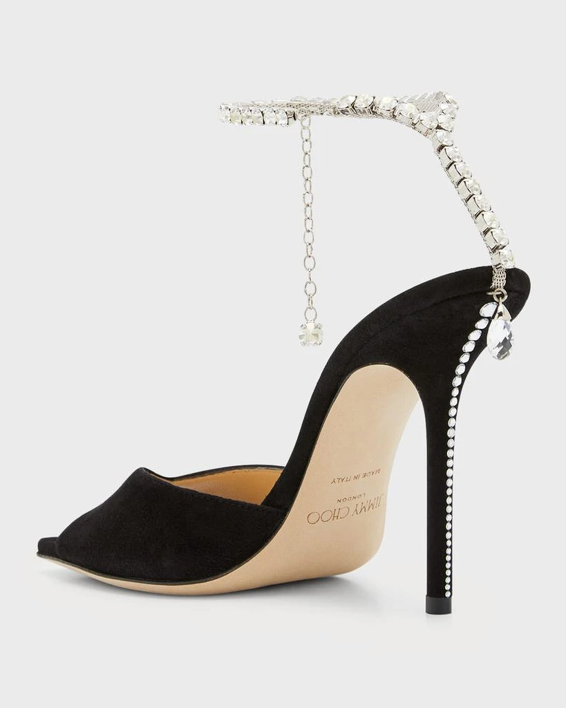 Jimmy Choo Saeda Suede Crystal Ankle-Strap Sandals 4