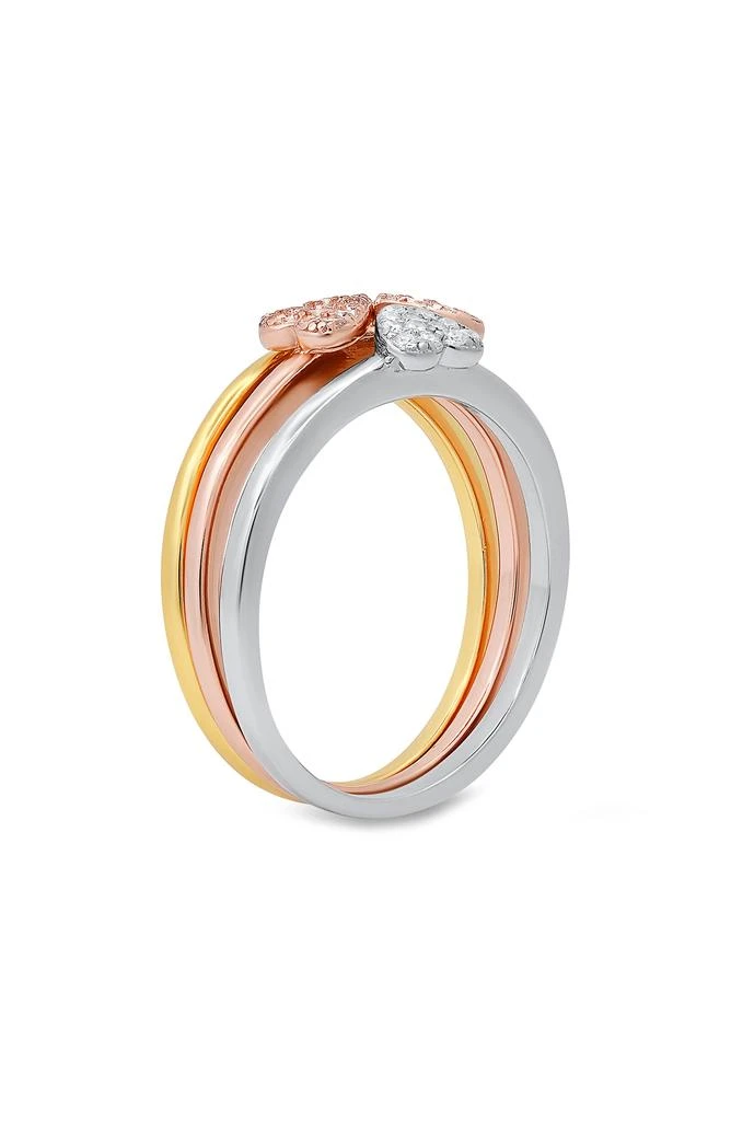 Queen Jewels Sterling Silver 3-Piece Tri-Color Ring Set 3