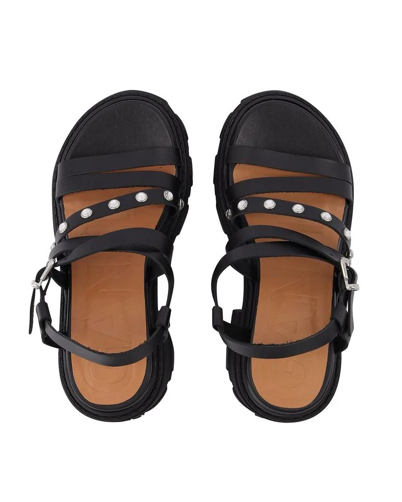 Ganni Black Leather Cleated Sandals 1