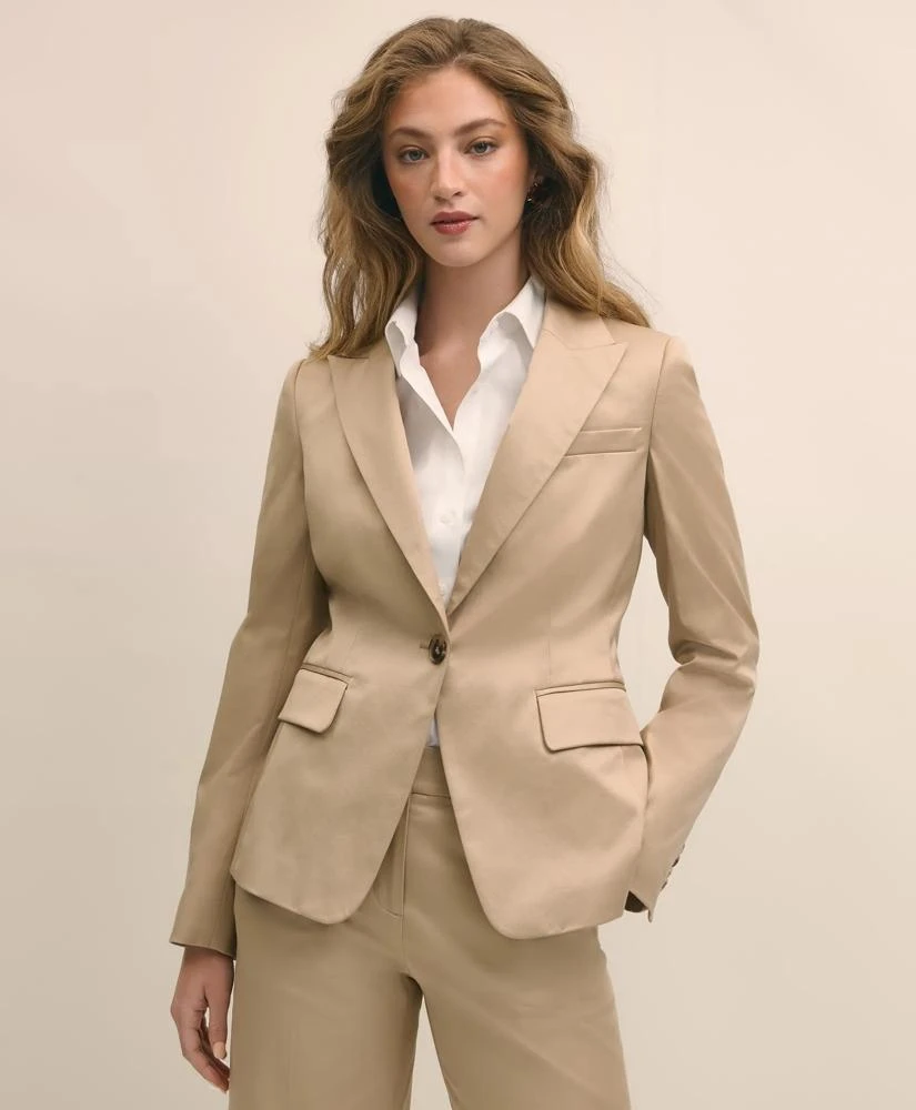 Brooks Brothers Cotton Blend Sateen Single-Button Peak Lapel Jacket 3
