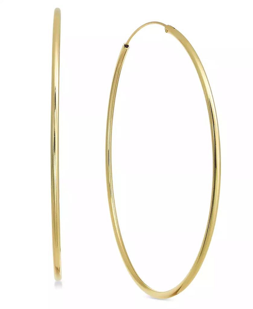 Essentials Large Silver Plated Endless Wire Medium Hoop Earrings