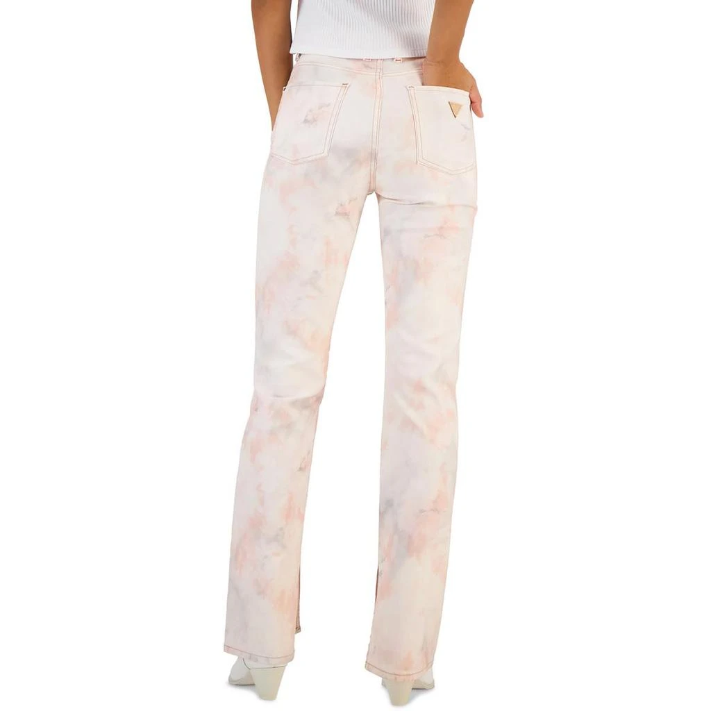 GUESS Pauline Womens Tie Dye Split Hem Straight Leg Jeans 2