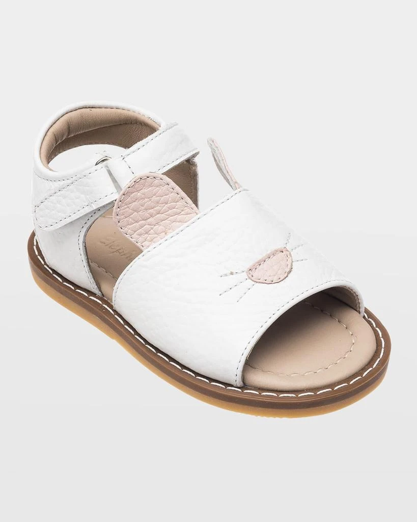Elephantito Girl
s Bunny Leather Flat Sandals, Baby
