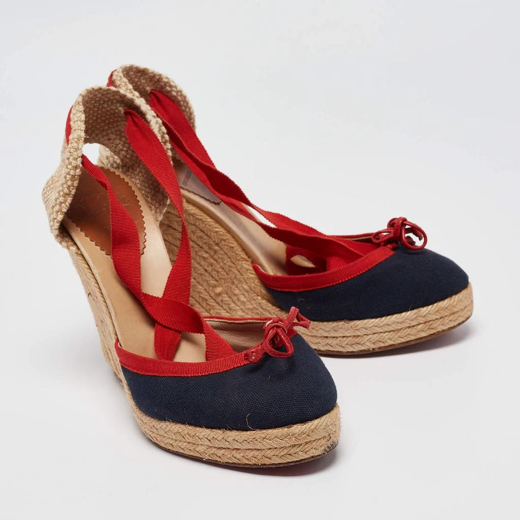 Christian Louboutin Christian Louboutin Tricolor Canvas Carino Plato Espadrille Wedge Pumps Size 38 4