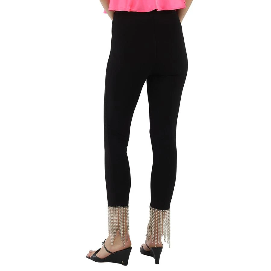Burberry Ladies Black Crystal Fringe Detail Stretch Jersey Leggings 3