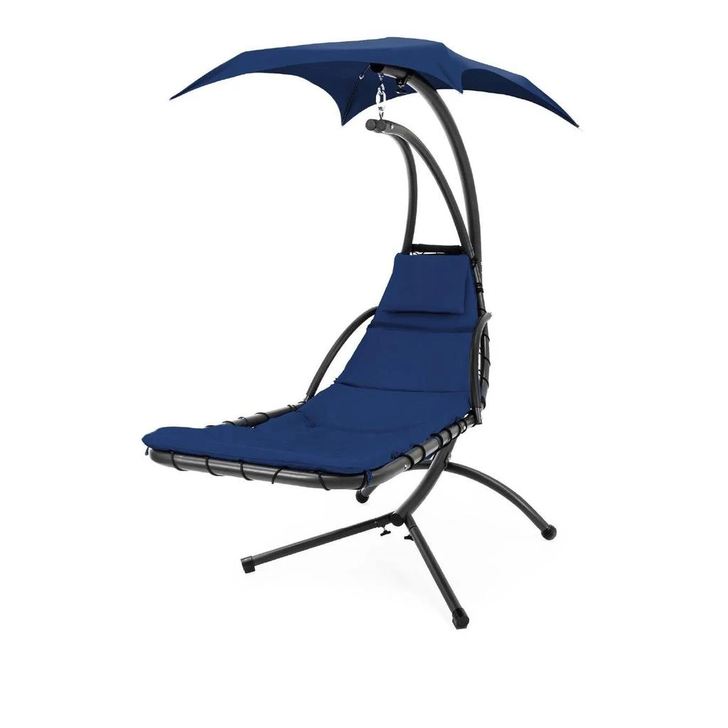 Hivvago Navy Blue Single Person Sturdy Modern Chaise Lounger Hammock Chair Porch Swing 1