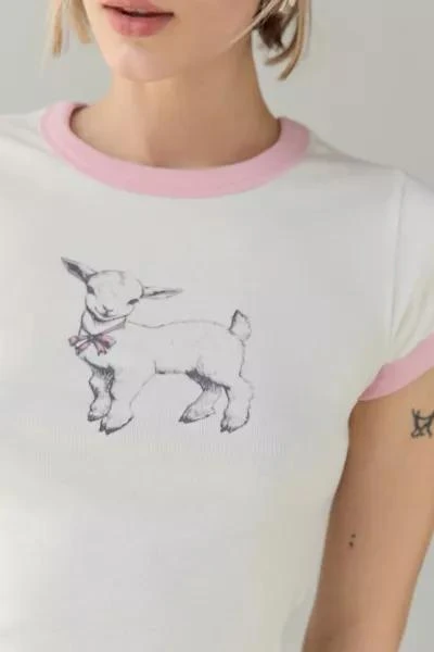 Kimchi Blue Kimchi Blue Too Perfect Baby Goat Graphic Ringer Baby Tee 2