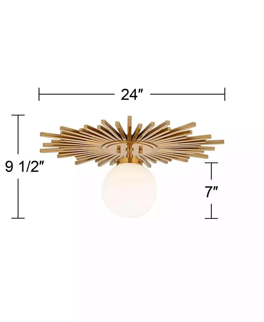 Possini Euro Design Hazel Modern Ceiling Light Semi Flush Mount Fixture 24" Wide Warm Brass White Globe Shade for Bedroom Kitchen Living Room Hallway 3