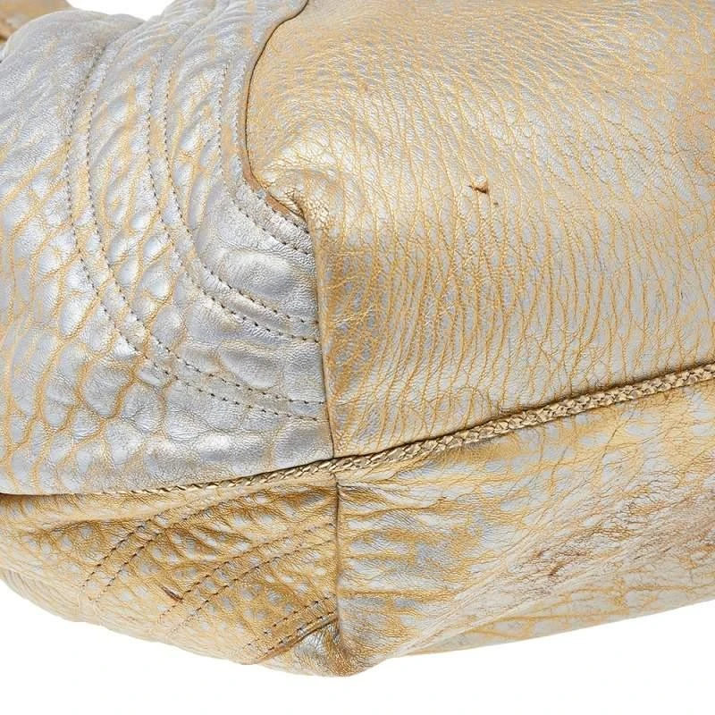 Fendi Fendi Metallic Gold Leather Holographic Textured Spy Hobo 13