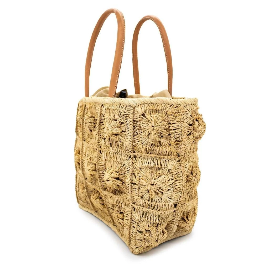 Shebobo Flower Crochet Straw Basket Bag In Brown 2