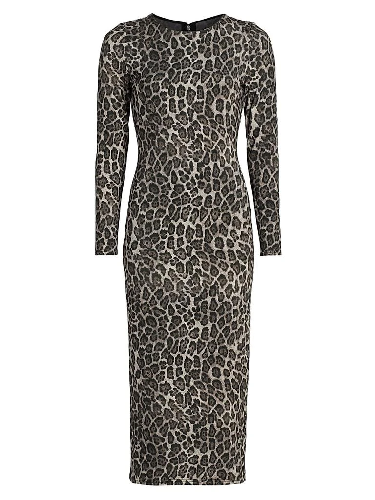 Milly Women's Leopard Print Jersey Midi-Dress - Grey Multi - Size 0