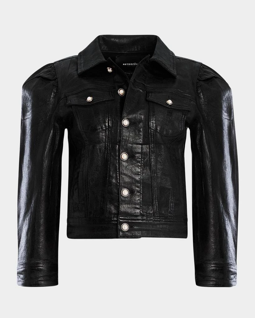 retrofête Ada Puff-Sleeve Coated Denim Jacket 1