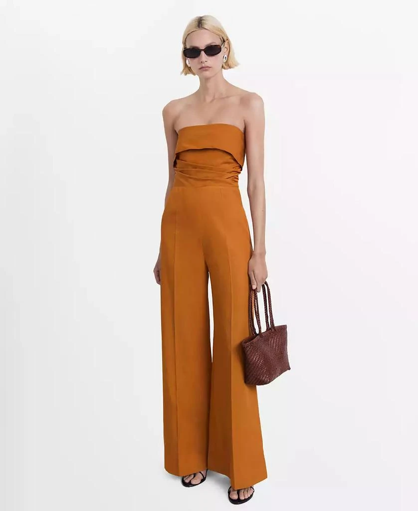 Mango Women's Linen-Blend Strapless Jumpsuit 1