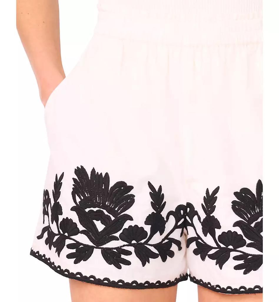 CeCe Women's High-Rise Embroidered Cotton Shorts