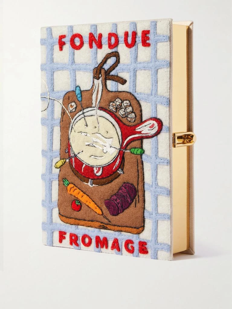 Olympia Le-Tan Fondue Fromage Embroidered Appliquéd Canvas Clutch